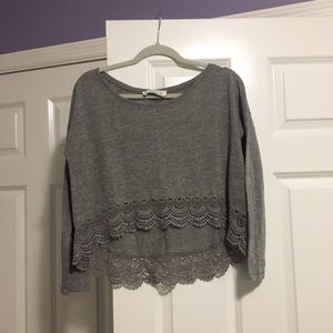 grey long sleeve top